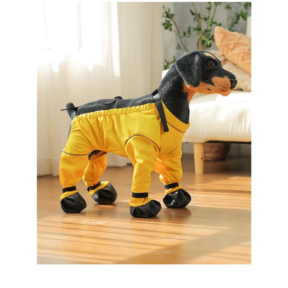 Dog Boots Leggings Waterproof Dog Pants Anti-Slip Dog Shoes Pet Paws Protector Dirty-Proof Dog Outdoor Walking Running Hiking Booties (Yellow, M)