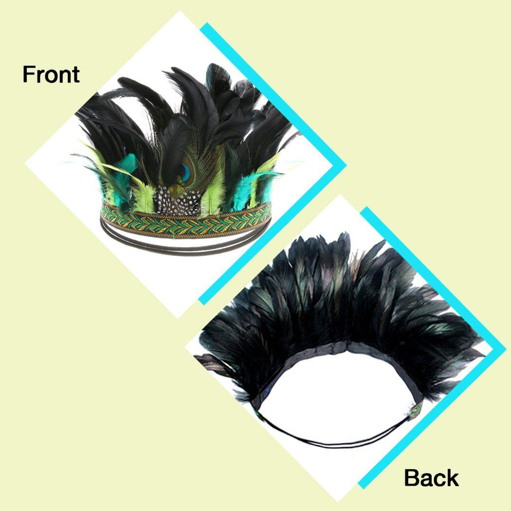 Peacock Feather Fascinator Decorative Feather Headpiece Crown Headdress Costume Halloween Headband for Party（adult version）