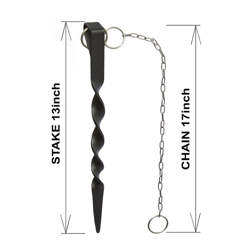 Rain Chains Anchor Stake – 12-inch Outdoor Rain Chain Base, Ground Anchor for Chains for Outdoor Gutters,  Powder Coated Iron Anchoring Stake with 17-inch stainless steel chains