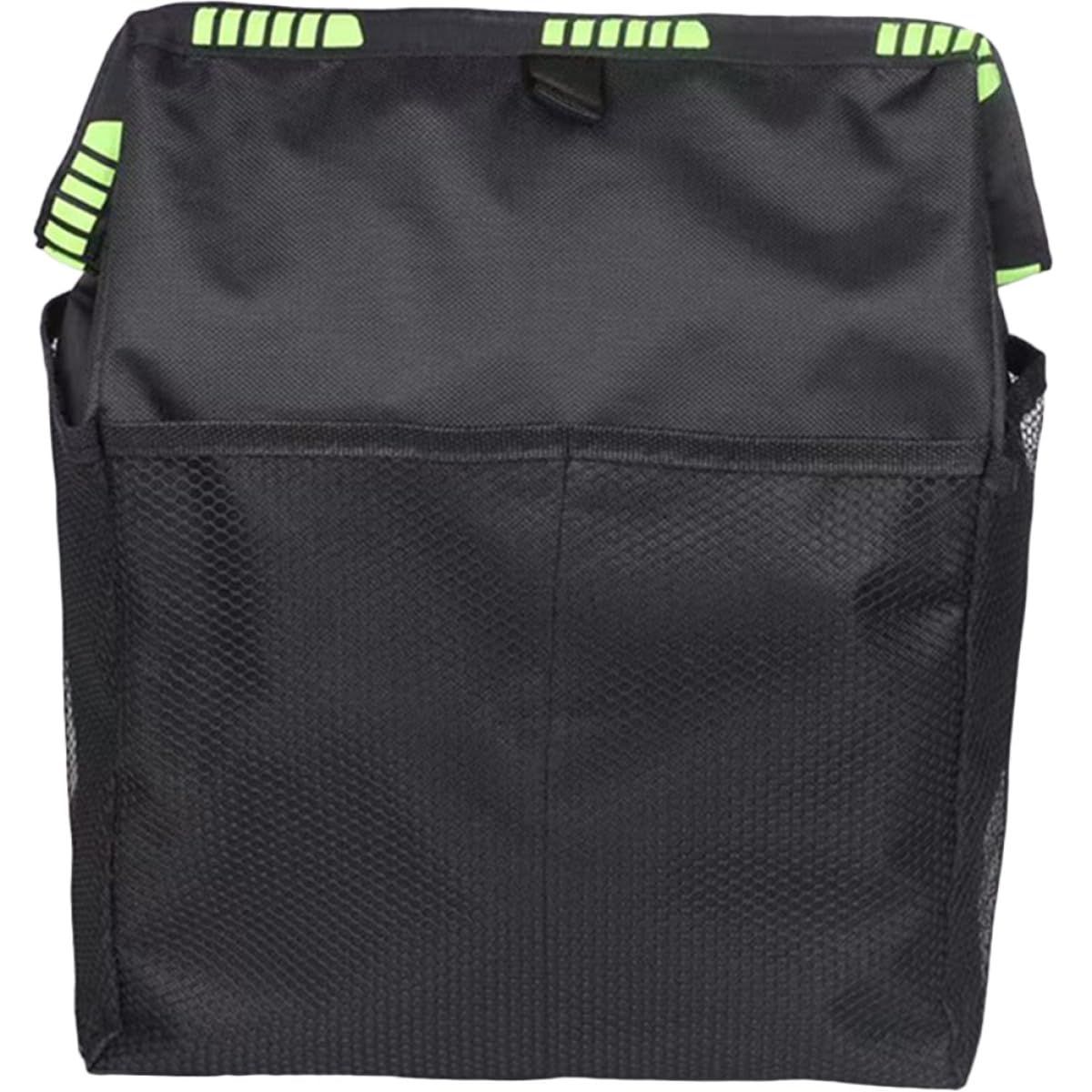 2pcs Hanging Car Trash Can with Storage Pockets, Waterproof Leakproof Oxford Auto Garbage Bag, Multi-Use Organizer for Outdoor Traveling,Home (Black printed green ribbon)