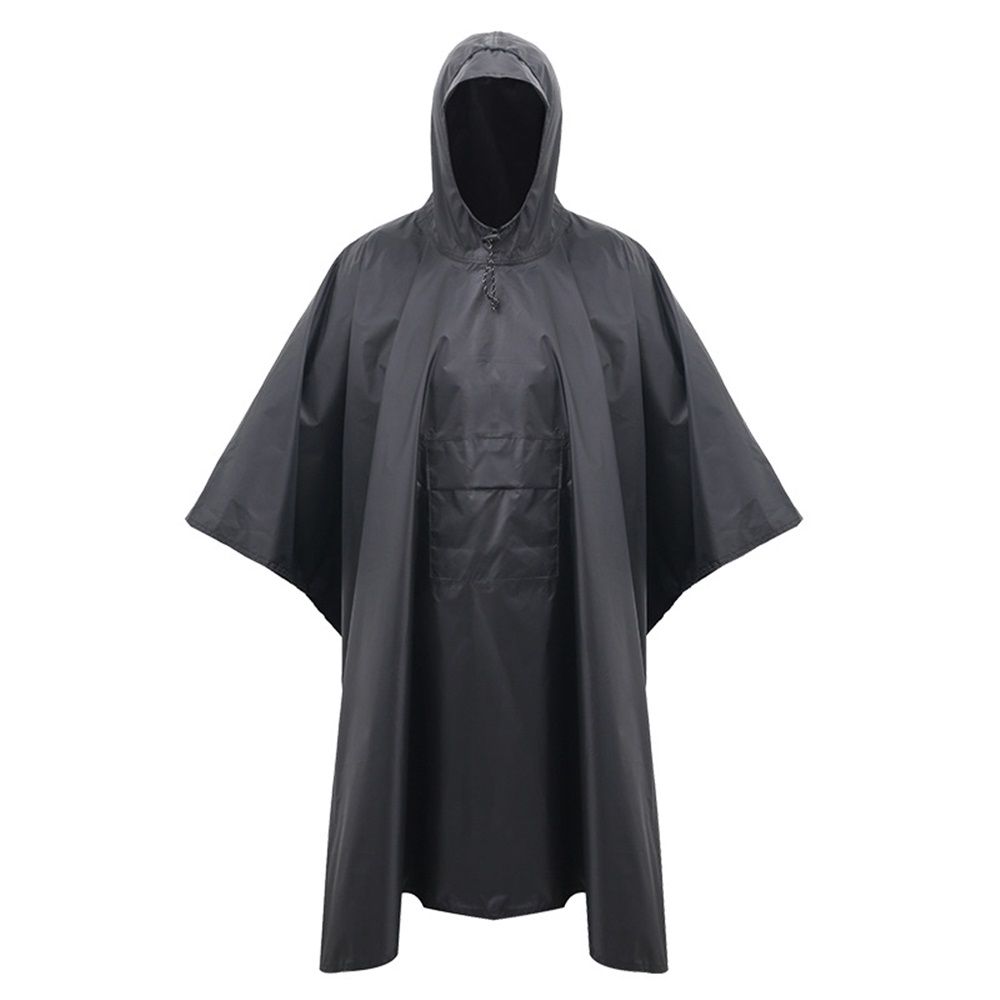 Hooded Rain Poncho for Adult with Pocket, Waterproof Lightweight Unisex Raincoat for Hiking Camping Emergency（black）