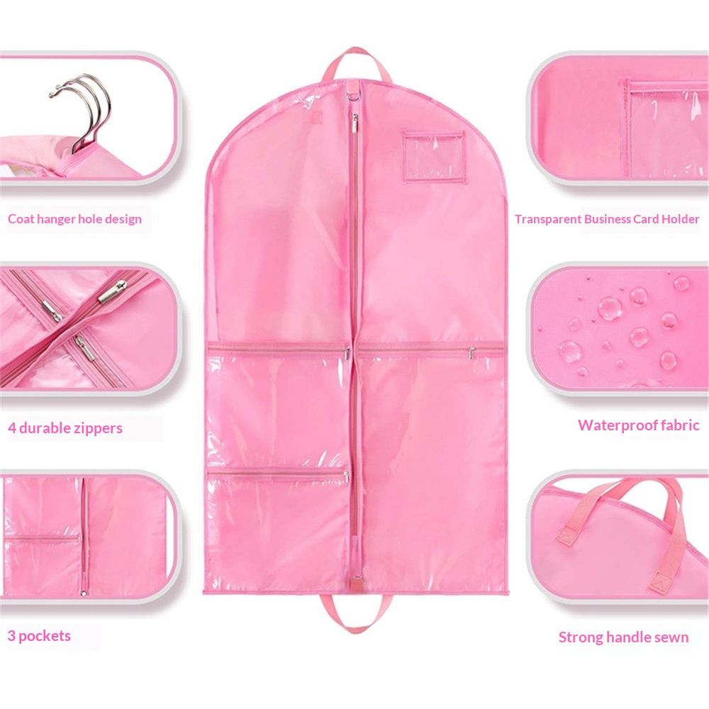Garment Bags for Hanging Clothes,Garment Bags for Travel Storage,Dance Clothes Bag,Kids Garment Bag for Dance Costumes,Sports (Pink)
