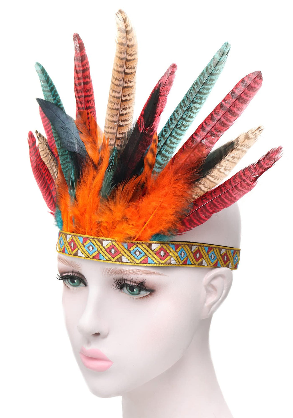 Peacock Feather Headband Headpiece Fascinator Headdress   Cosplay Headwear Stage photography runway props（55-60CM）