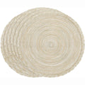 38cm Round Braided Placemats Set of 4, Washable Heat Resistant Circle Boho Place Mats for Kitchen Dining Table -（beige）