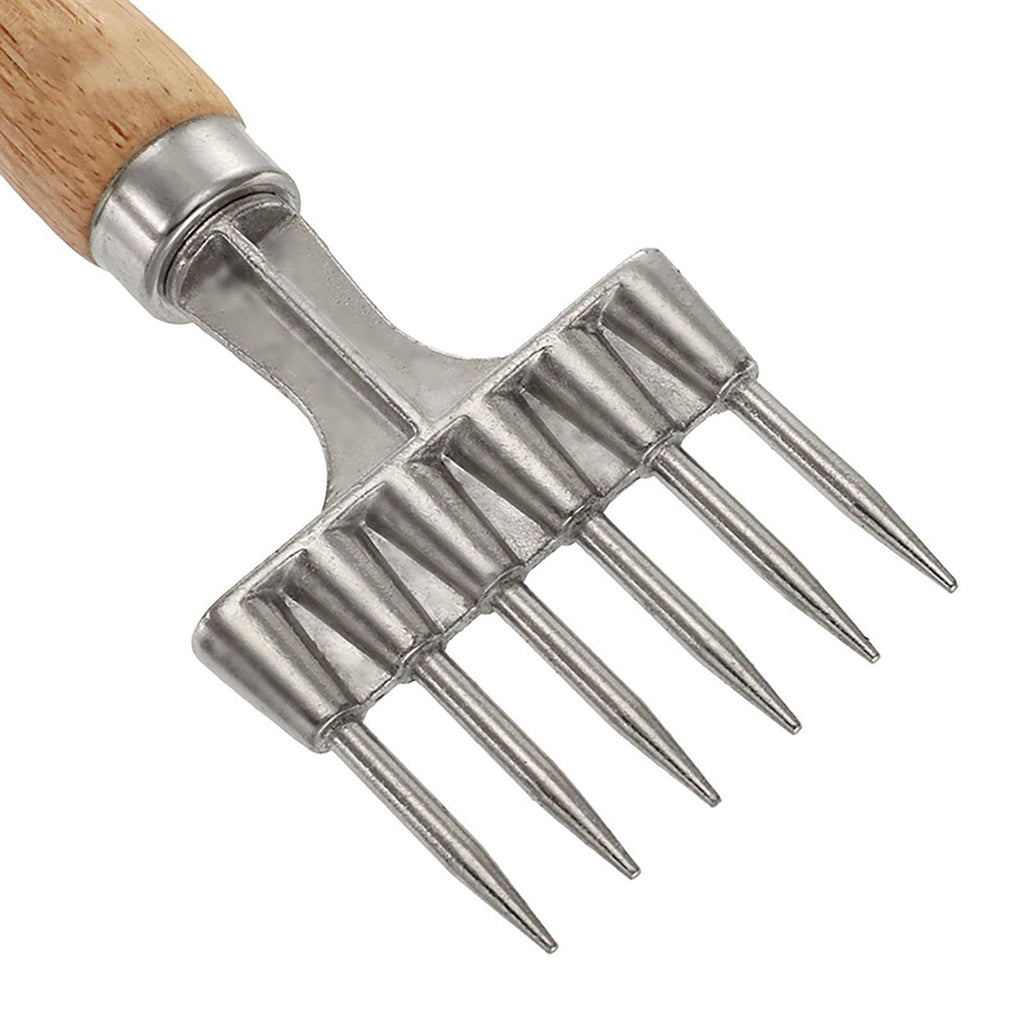Ice Pick with Wooden Handle, 6 Fork Silver Stainless Steel Ice Crusher for Ice Breaking at Home and Bar (6 Fork)