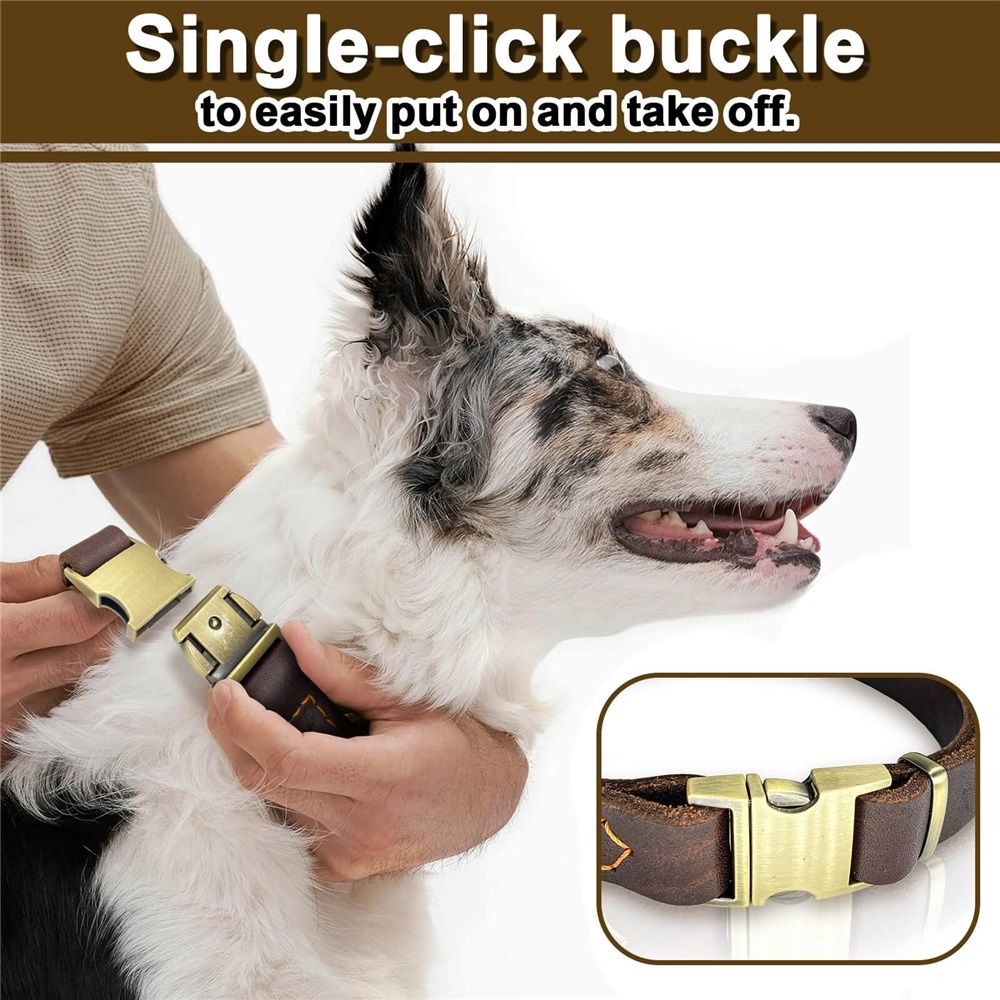Real Leather Dog Collar, Premium Adjustable Fit with Durable Buckle, Stylish Comfort for Dogs (Small)Insert deduction payment