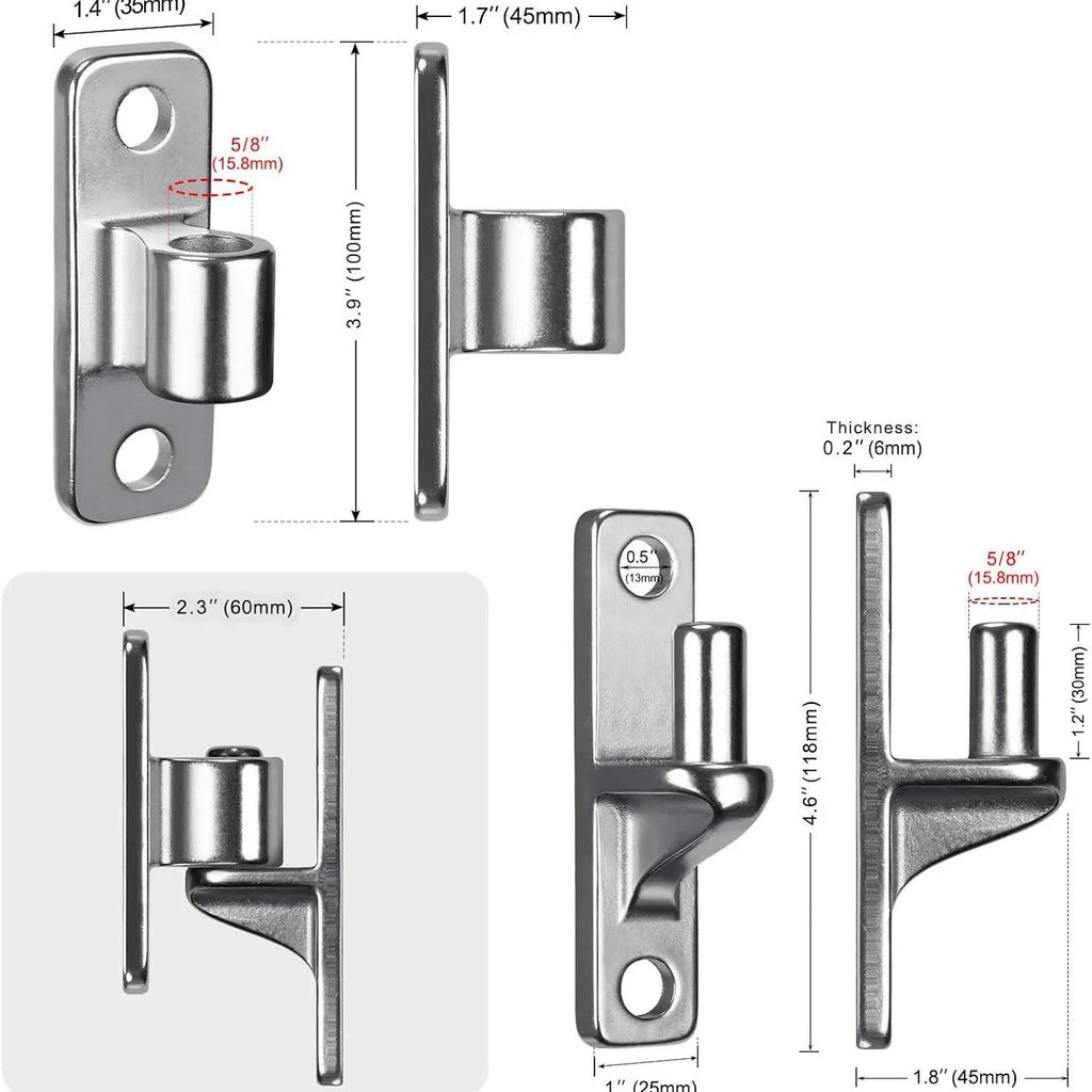 Heavy-Duty 304 Stainless Steel Gate Hinges, 2-Pack Wall Mount Gate Hardware Female & Male Hinges Pin, Non-Welding Design for Wooden Fences and Farm Gates