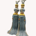 Paired Lantern Single Hanging Ball Tassels Curtains Buckle Sling Binding Lantern Tiebacks Handcrafted Braided Buckle Drapery Curtain Holdbacks Window Treatments for Home 2 Pack (Light Blue)