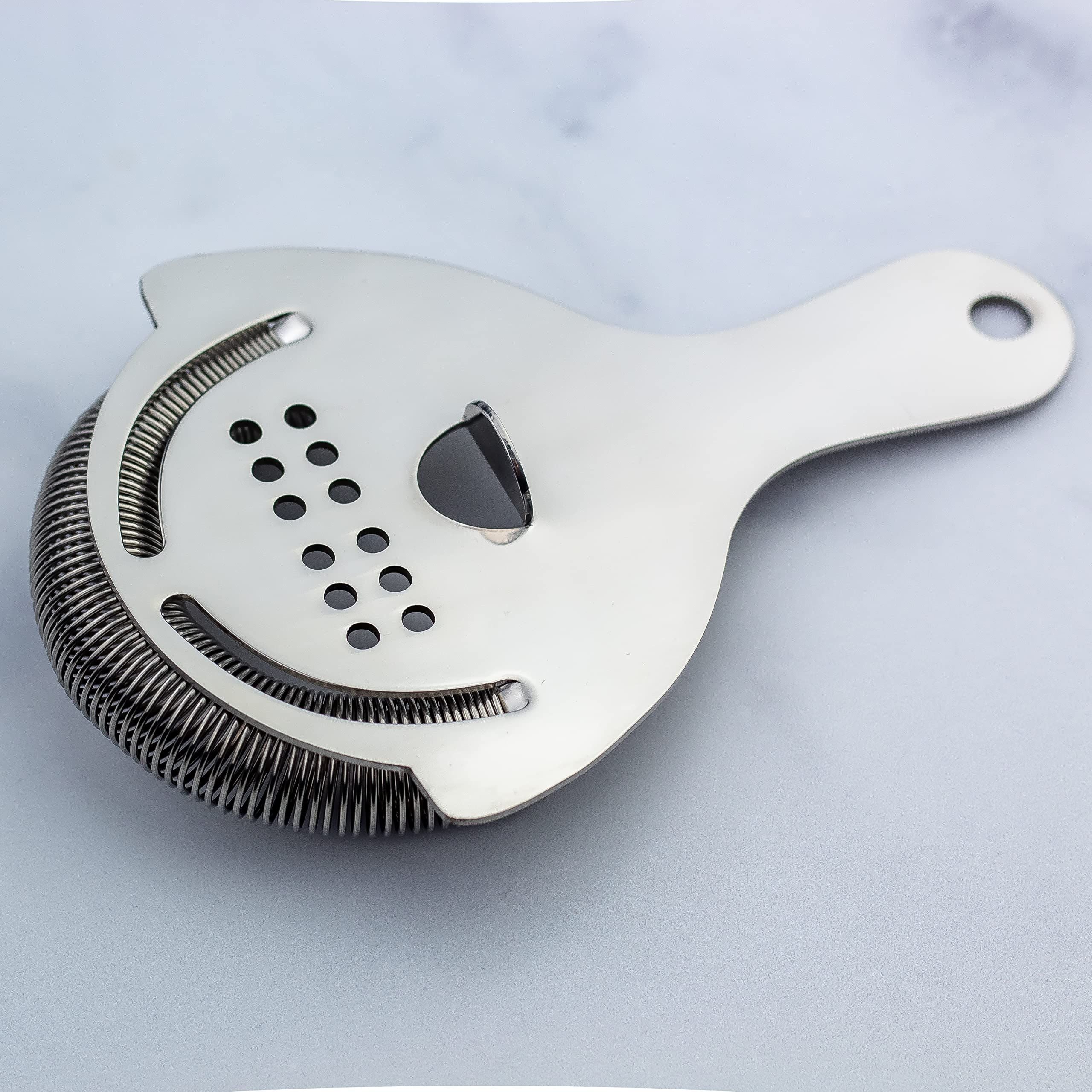Stainless Steel Cocktail Strainer with High Density Spring | Mirrored Finish - Effortless Straining for  Shakers & Mixing Glasses, One Strainer（Large ice filter）