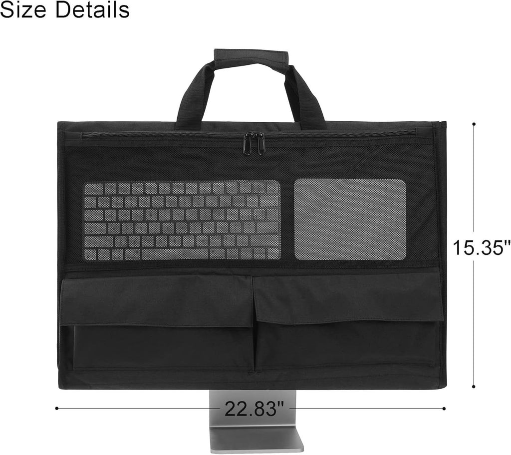 Adjustable Travel Carrying Case for 24''Desktop Monitor(Universal), Protective Storage Bag for  Monitor Dust Cover with Carry Handle for 24 inch  Screen and Accessories（black）