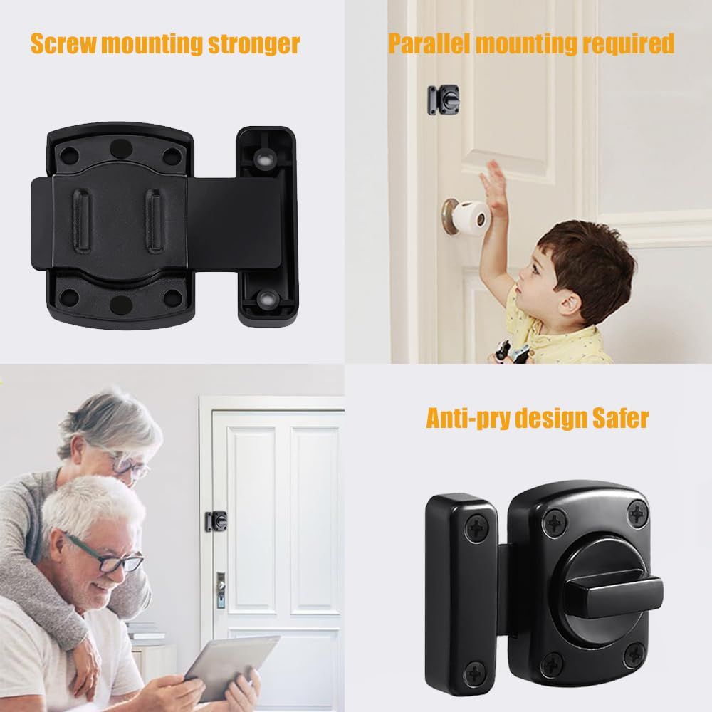 2pcs Door Latch Security Lock Compact Slide Bolt Latch for Doors Windows Easy One-Hand Operation Versatile Design for Home Office Use Durable Stylish Finish(Dumb Black Small)