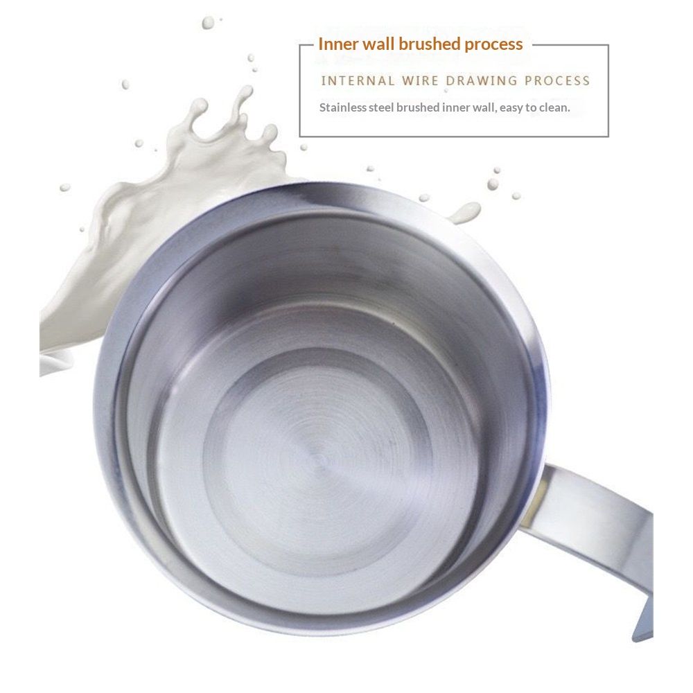 Milk Frother, 304 Stainless Steel Manual Milk Foamer, Handheld Coffee Milk Frothing Pitchers, Manual Operated,  for Cappuccino Coffee Latte Hot Chocolate(400ML)