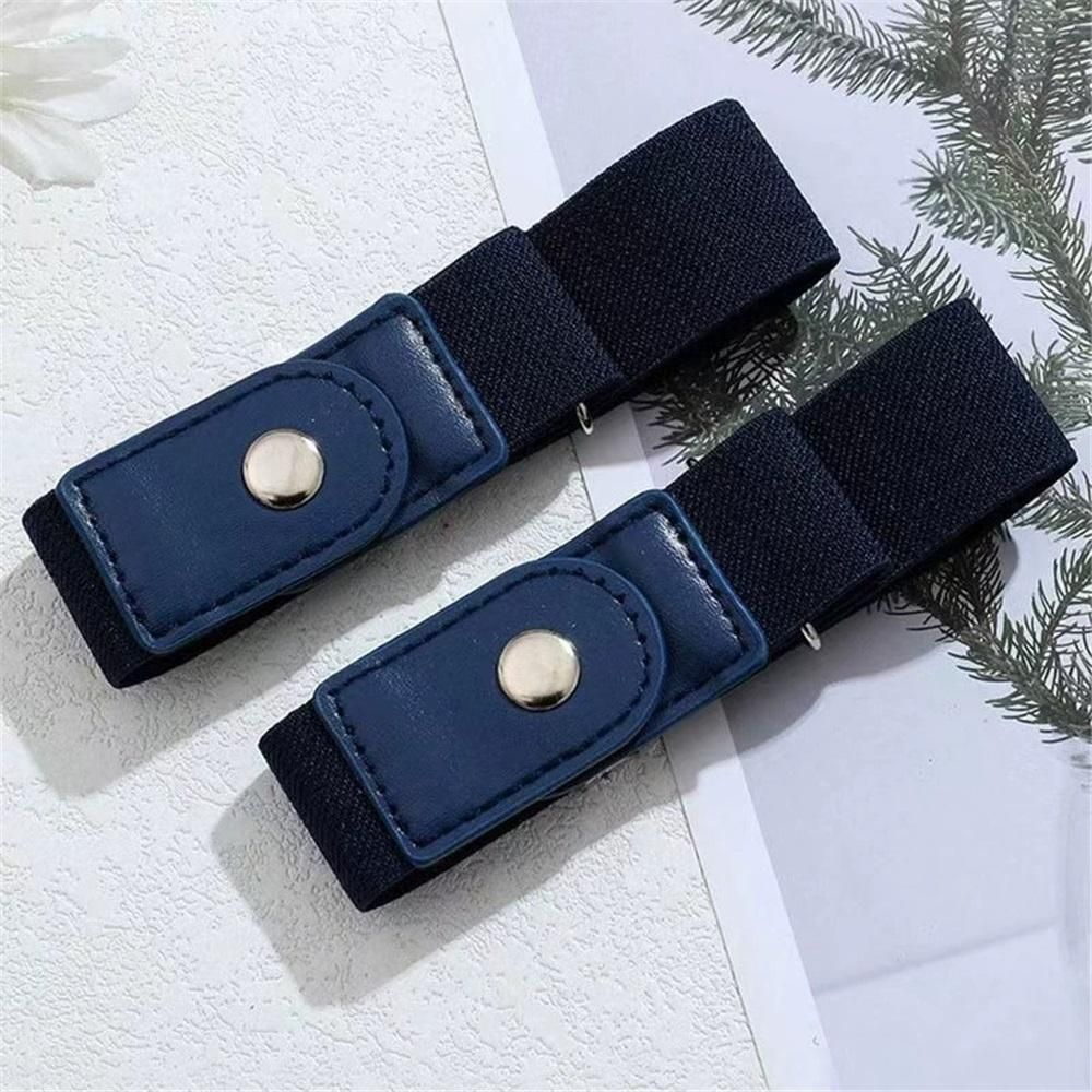 No Buckle Stretch Belt for Women/Men—2 Pack Elastic Invisible Belt for Jeans for side belts Install a side lazy waist belt（black）