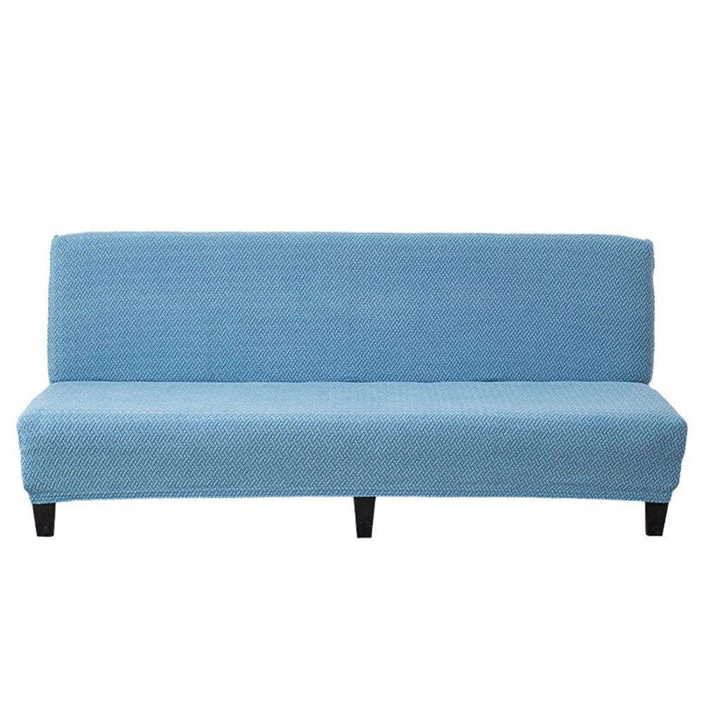 Cover Stretch Sofa Bed Slipcover Protector Elastic Feature Rich Textured High  Small Checks Jacquard Fabric Futon Cover, Machine Washable,(M, lake blue)
