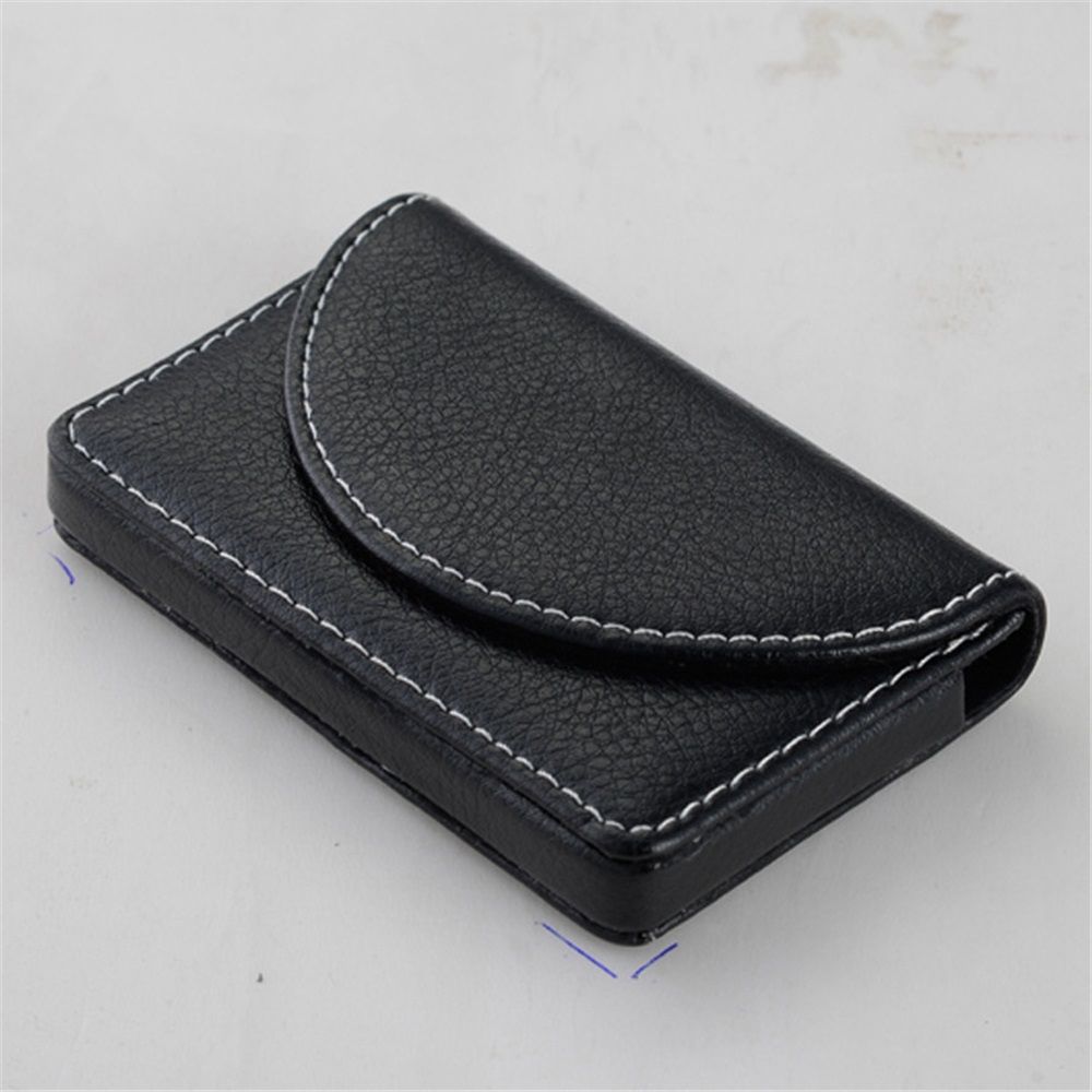 2pcs Leather Business Card Holder Walle for Men or Women Pocket Business Card Wallet Name Card Case Holder with Magnetic Shut,Black+Brown