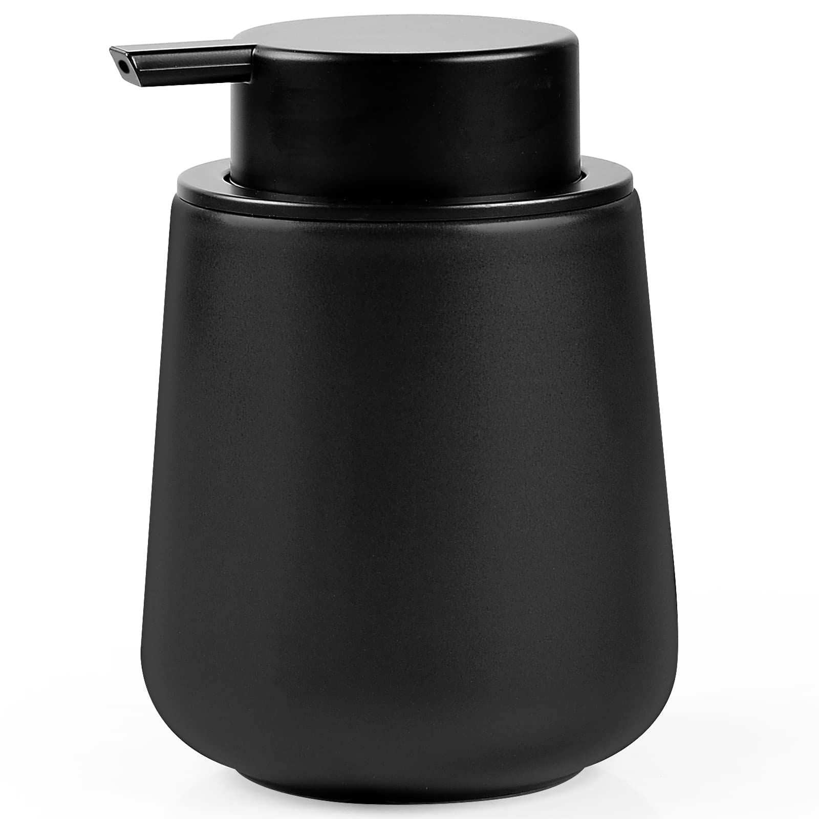 Black Lotion Dispenser - Ceramic Soap Dispenser Bathroom Refillable Liquid Hand Wash Dispenser for Bathroom Kitchen Dish Soap Dispenser with Easy-to-Press Pump
