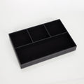 Jewelry Storage Case Black Leather Tray Organizer with 4 Compartments Desktop and Dresser Valet Tray for Jewelry Accessories(Black)