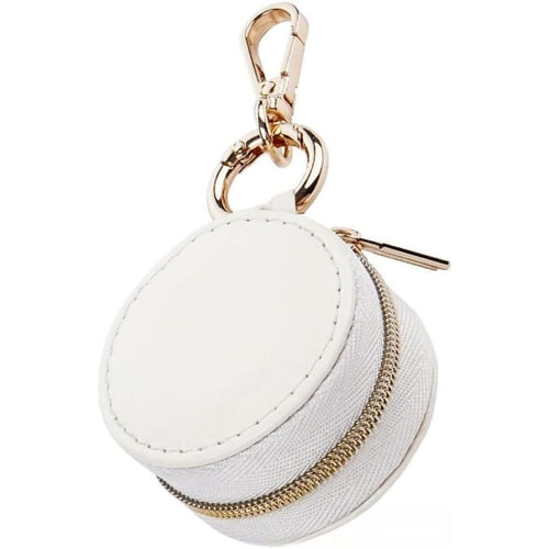 2pcs  Jewelry Ring Holder Box with Keychain, Portable Gym Jewelry Storage Box Case, Small Travel Ring Earring Stud Necklace Storage Case (White)