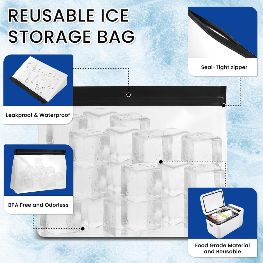 2pcs Reusable Ice Storage Bag - Freezer Safe Leak Proof Silicone and Plastic-Free Lunch Bag for Ice and Food Storage （Black  25.5 * 18.5 * 5CM）
