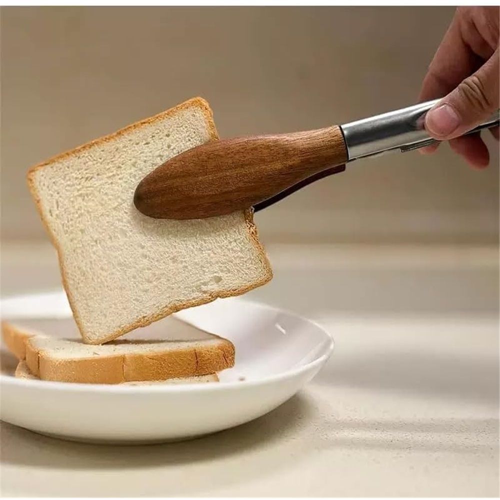 Wooden Tongs for Cooking, Multi-Purpose for Tossing Salads, Grilling, Flipping Food & Serving Bread - Strong Grip Walnut Wood Tips, Heat Resistant & Non-Deforming (9inch)