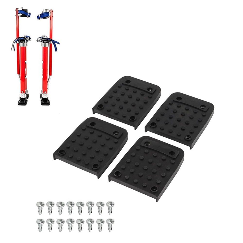 4Pcs Stilt Sole Anti-Slip Foot Pads for Drywall, Drywall Stilts Replacement Part Kits, Construction Tripod Mat with Screw for Plastering, Painting, Wiring, Street Performance