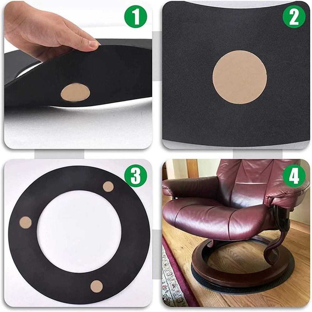Non Skid Rubber Furniture Pads for Recliners, Furniture Grippers, Gripper Pads, Anti Slide Furniture Pads Hardwood Floor Protector, Fits Recliners, Swivel Chairs (25.2’’ Outside Diameter)