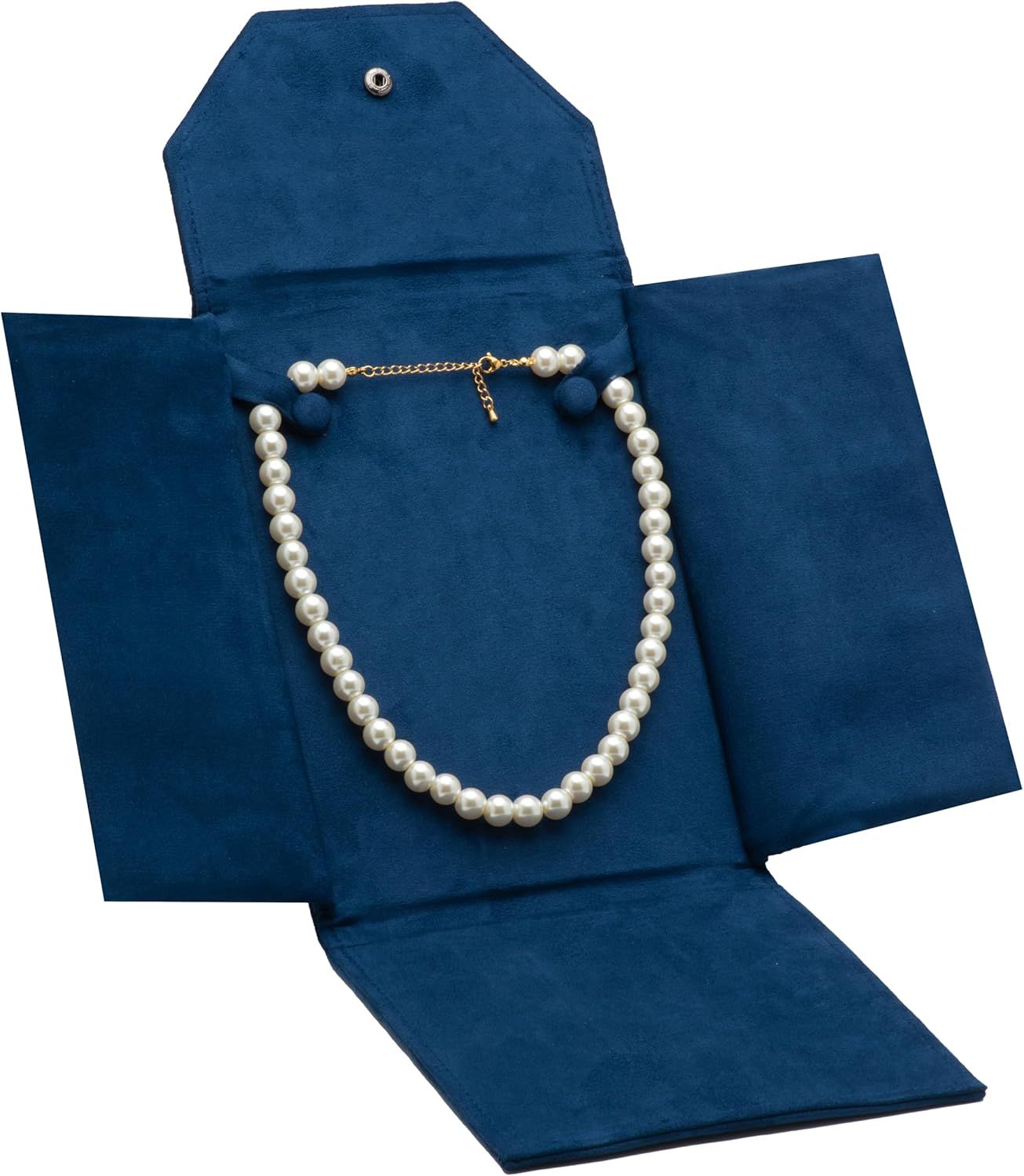 Pendant storage bag, necklace, jewelry travel folder, jewelry gift bag, ladies' holiday birthday gift (dark blue)
