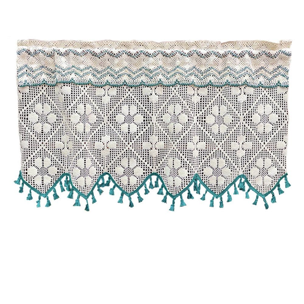 Vintage  countryside cotton thread hook flower lace cabinet curtain door curtain partition window kitchen cabinet half curtain short curtain（150*50cm）