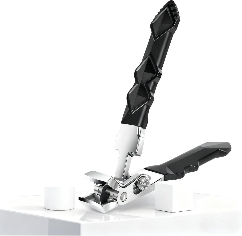 Black Long Handle Non-Slip Toenail Clippers for Seniors Thick Toenails, Heavy Duty Large Ergonomic Unique Professional Angled Head Curve Sharp Toe Finger Nail Clipper , 2 PCS