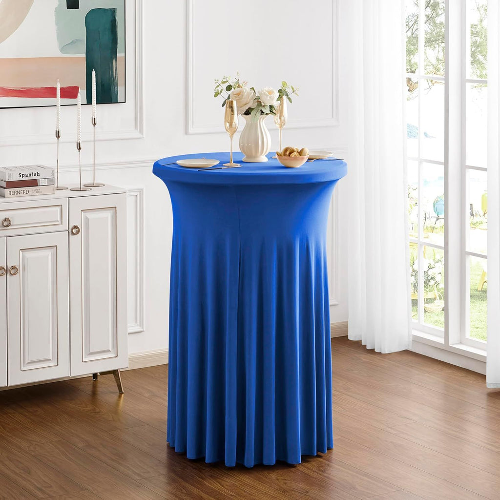 Cocktail Round Stretch  Table Cover Table Skirt High Top Tablecloth Elastic table cover(royal blue 60*110cm)
