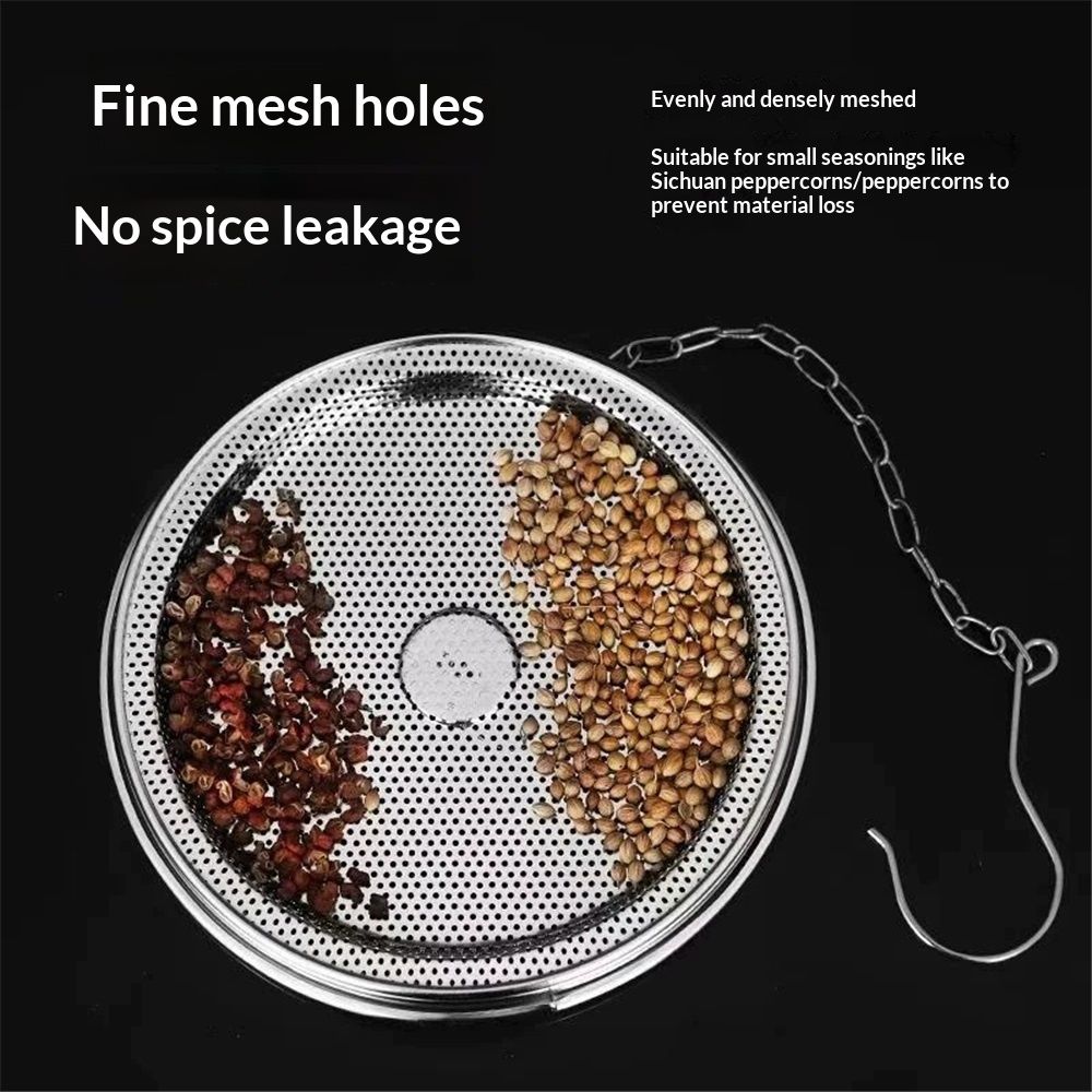 Stainless Steel Spice Infuser Basket with Chain Hook, Extra Fine Mesh Soup Strainer for Cooking, Seasoning, and Brewing Tea,（8*9cm）