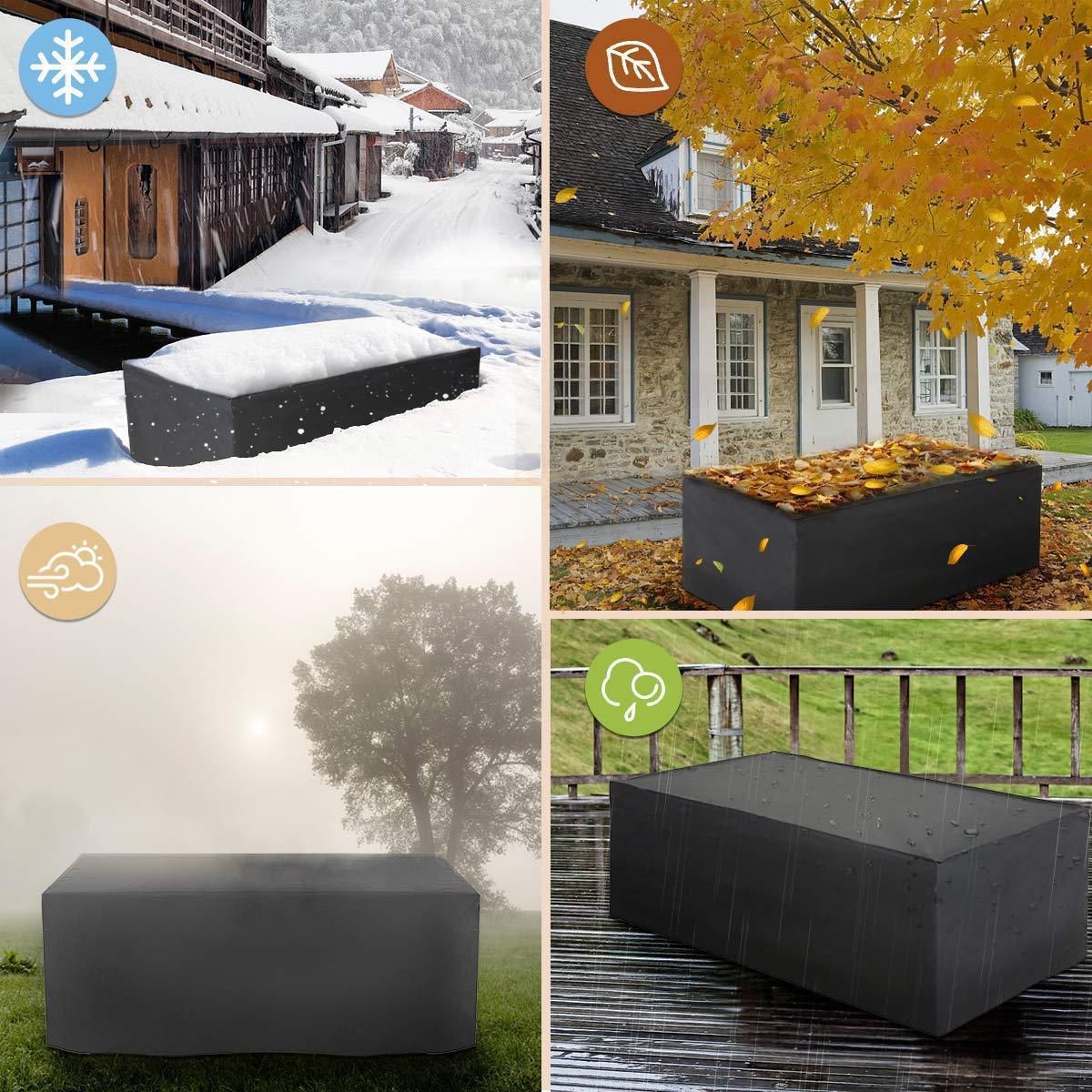 Terrace tablecloth balcony rectangular black waterproof outdoor dinner protector dustproof tablecloth furniture cover（242*162*100cm）