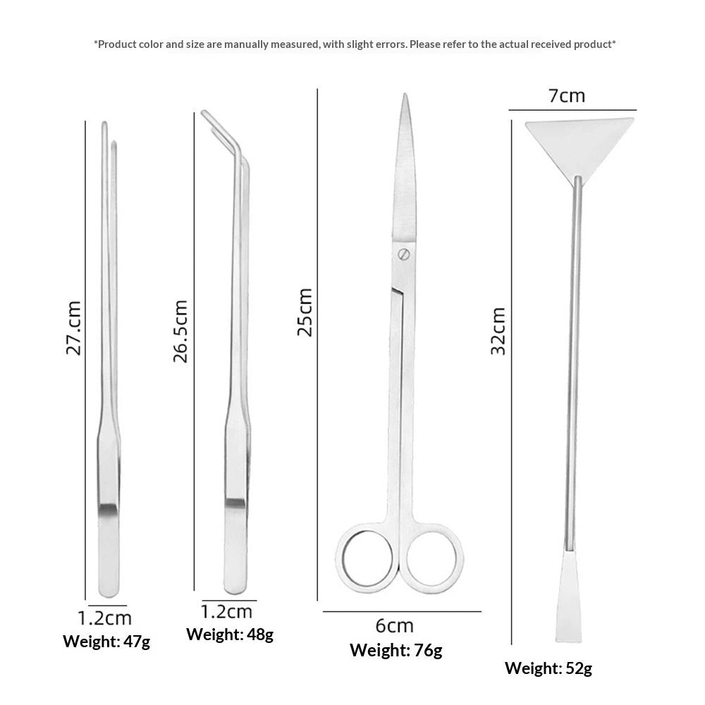 4pcs  Aquarium Tweezers Scissors Spatula, Stainless Steel Aquatic Plants Aquascaping Tools Set for Fish Starter Kits, Aquariums Tank and Terrarium