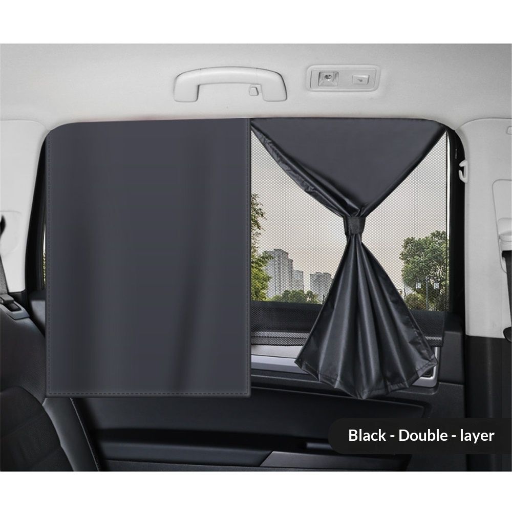 Car Window Shades, 2 Pack Magnetic Double Layer Auto Sun Shade for Side Windows Privacy Full Covers/Half Shade Options Back Car Window Curtains for Baby Protection（ 71*47cm）