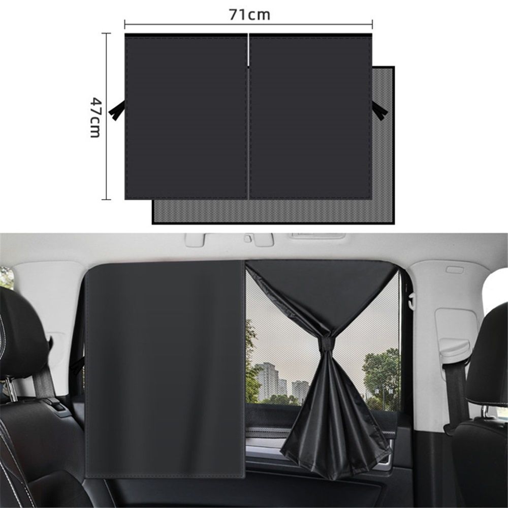 Car Window Shades, 2 Pack Magnetic Double Layer Auto Sun Shade for Side Windows Privacy Full Covers/Half Shade Options Back Car Window Curtains for Baby Protection（ 71*47cm）