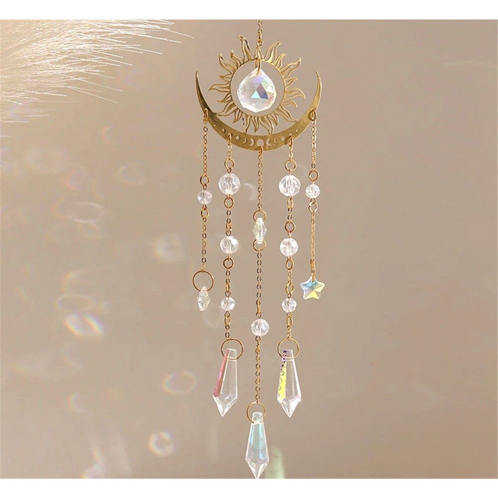 Wind chime colored glass window hanging prism garden backyard ceiling room decoration Christmas home decoration girl birthday gift