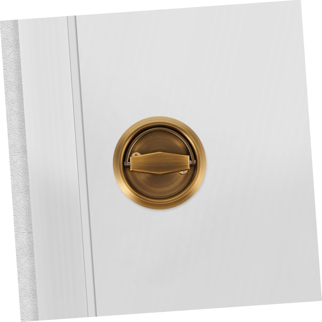 2pcs  Recessed Door Handles, Round Flush Pulls Stainless Steel Furniture Locks Hidden Embedded Fireproof Door Furniture (yellow)