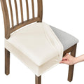 Waterproof Pu Leather Seat Covers for Dining Room Chairs Set of 4, Stretch Fit Removable Washable Kitchen Chair Seat Slipcovers Protector, white