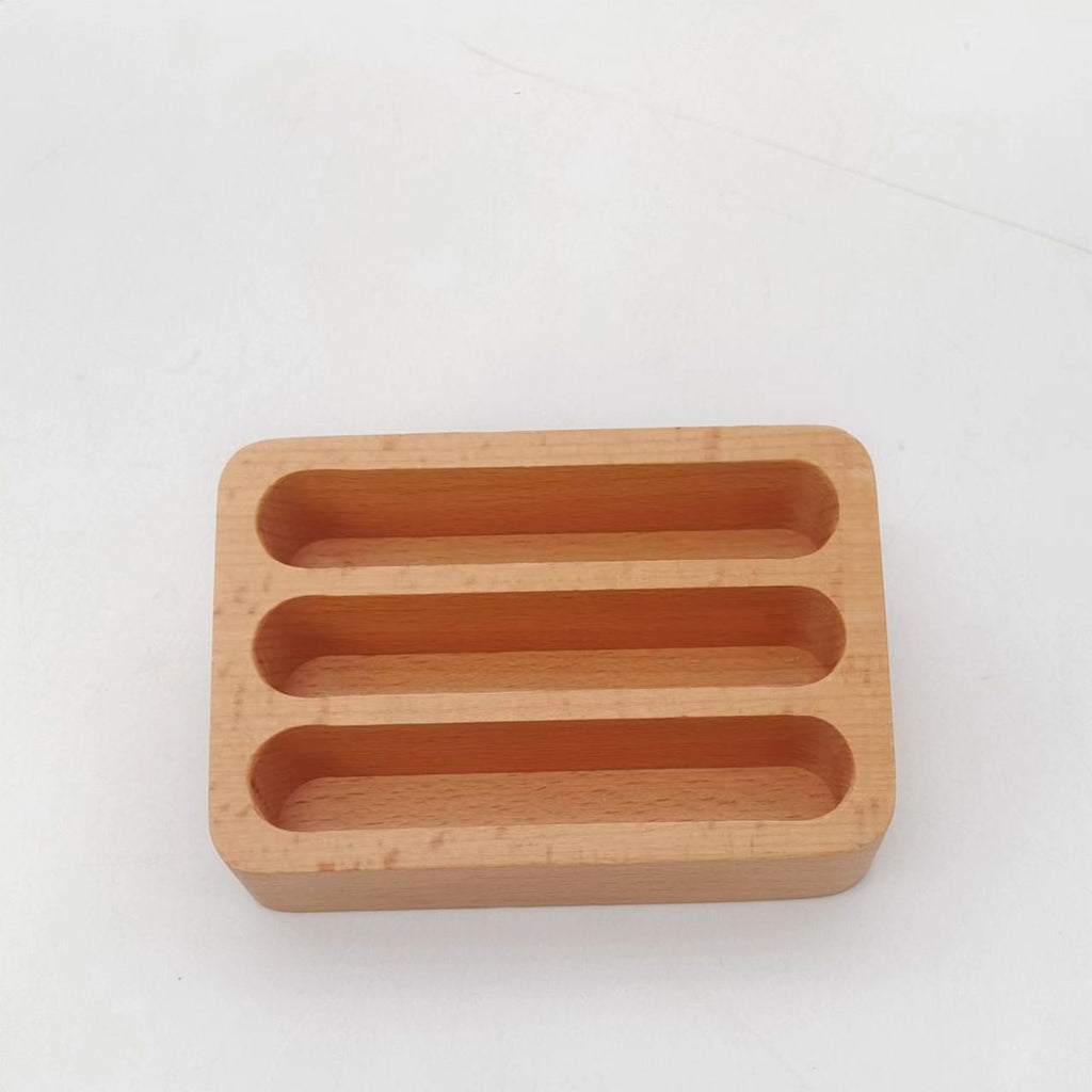 2pcs Beech Wood Business Card Holder for Desk, 3 Card Slots Business Card Display Holder Stand