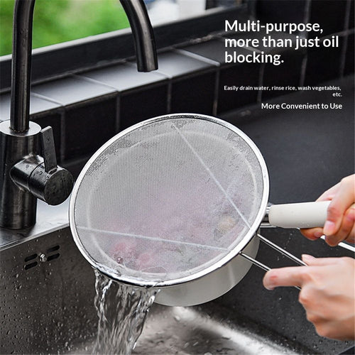 22cm Splatter Screen for Cooking, Stainless Steel Fine Mesh for Frying Pan, Grease Guard for Pan to Stop Hot Oil Splatter, Protect the Skin From Burns, Safe Cooking Lid
