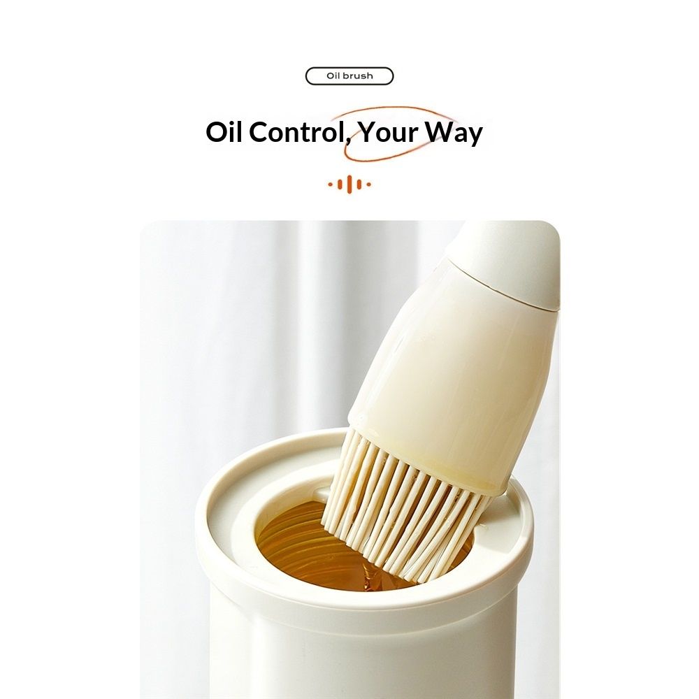Brush equipped oil bottle set - silicone brush oil bottle for glass grill, barbecue oil bottle, for grilling (white)