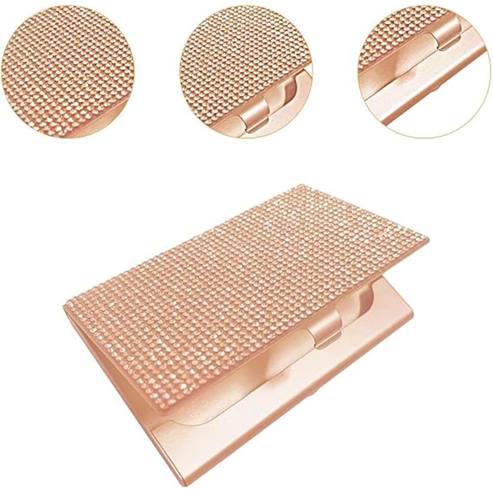 Business Card Holder, 2Pcs  Name Card Organizer Bling Pocket Display for Women Office Exhibition ，（champagne）