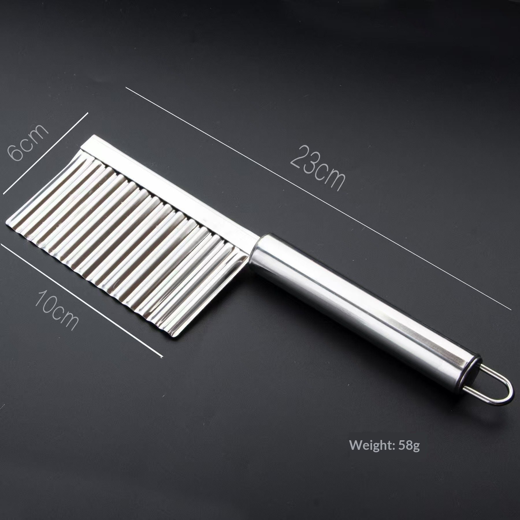 2pcs  Home Kitchen Plastic Handle Stainless Steel French Fries Potato Carrot Wavy Crinkle Cutter Slicer Handheld Chipper Chopper