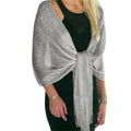 Shawls and Wraps for Evening Dresses, Metallic Glitter Shawls for Women, Sparkling Wedding Giving Shawl Gift（dark gray 45*160CM100G）