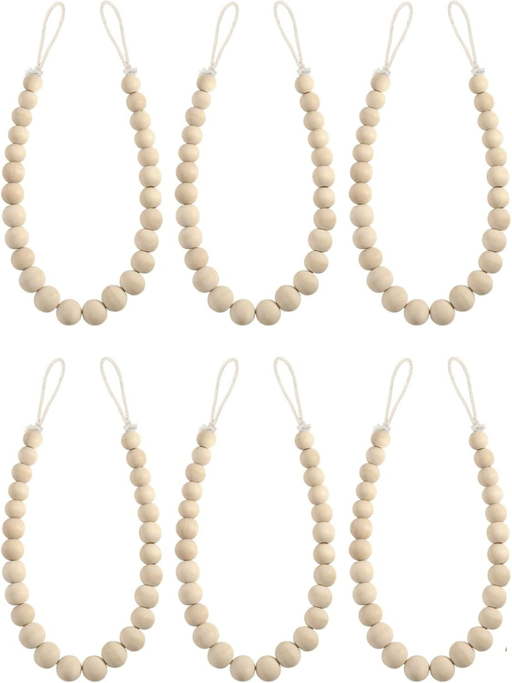6 Pieces of Wood Bead Curtain Tieback Boho Curtain Tiebacks Curtain Holdbacks for Wall Curtain Ties Curtain Tie Backs with Hooks for Boho Decor Bedroom Decor Nursery Decor