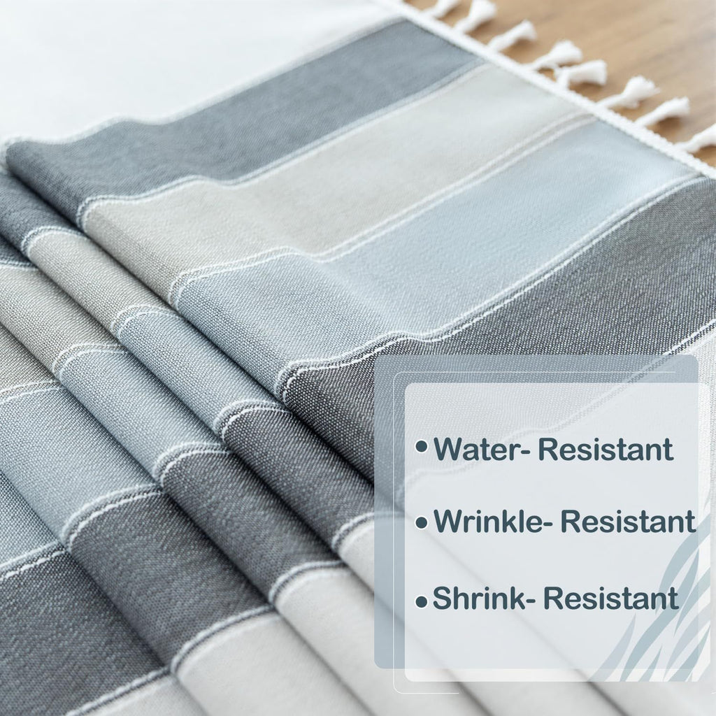 Tablecloths for Rectangle Tables, Cotton Linen Table Cloth Waterproof Tablecloth Wrinkle Free Farmhouse Dining Tables Cover, Soft Fabric Table Cloths with Tassels, Striped gray 90*140cm