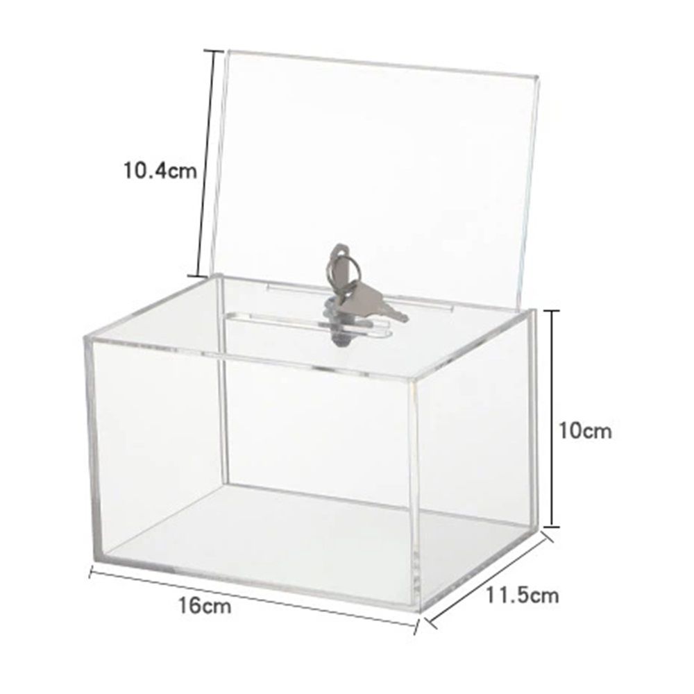 Acrylic Donation Box for Fundraising, Clear Suggestion Box with Slot and Lock, Thickened Ballot Boxs for Charity Tip Collection, Plastic Storage Container with Sign Holder（transparent）