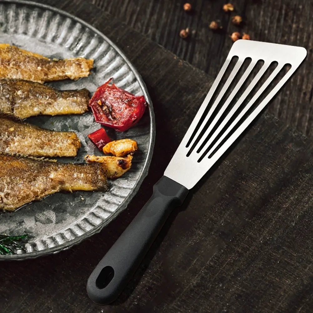 Fish Spatula,Stainless Steel Fish Turner,Flexible Metal Spatula for Flipping Fish,Eggs,Crepes, Steaks,Burgers and Baking,Rust-Proof & Corrosion-Resistant