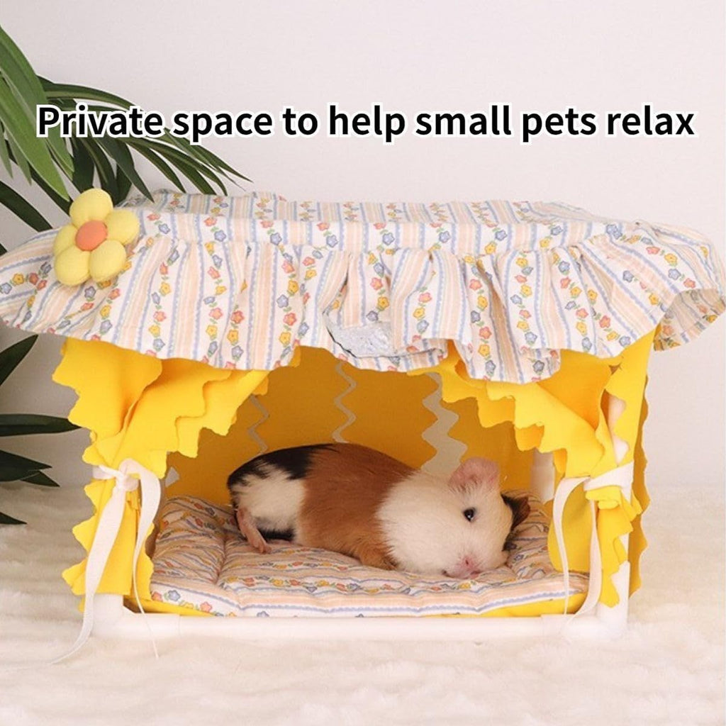Dutch Pig Tunnel House Hamster Avoidance House Manufacturer Direct Sales Four Seasons Tassel Dutch Pig Nest (Yellow small）