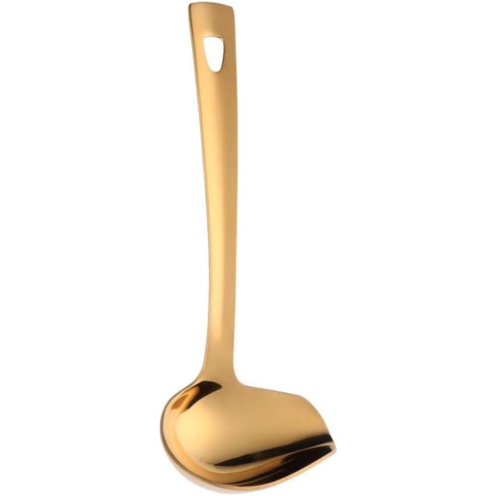 403  Stainless Steel Kitchen Ladle Cooking Utensils with Handle,Heavy Duty Serving Large Soup Spoon,Dishwasher Safe(Gold)